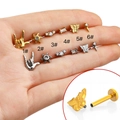 Variety of 316L stainless steel flat back stud earrings with butterfly and hand gestures - Rock Sign Style (1#) / Silver