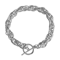 Silbernes Gliederkettenarmband mit OT-Verschluss und weißen Muschelelementen für Damen - Stahlgeflochtene Kette (ZW1911 Stahl)