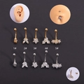 316L stainless steel gold plated curved barbell piercing set for eyebrow and navel - Triple Zirconia Cluster (1#) / Silver