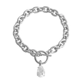 Silberne grobe Gliederkette Armband mit Wassertropfen-Anhänger und OT-Verschluss - Stahltropfenkristall (ZW1787 Stahl)