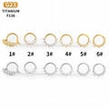 Anelli per setto nasale in titanio G23 con intarsio di zirconi in finiture oro e argento - Stile Ventaglio Zirconia Marquise (1#) / Argento