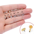 316L stainless steel flat back stud earrings with micro-inlaid zircon in flower and spider shapes - Six-petal Flower Style (1#) / Silver
