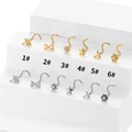 12er-Set L-förmige Nasenstecker aus gold- und silbernem Edelstahl in verschiedenen Stern- und Blumenformen - Kolibri (1#) / Silber