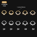 G23 Titan Septum Nasenringe und Ohrringe mit Fledermausflügeln und Zirkonia - Geweih-Stil (1#) / Silber