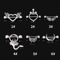 Collection of 316L stainless steel body piercing jewelry in vintage silver shapes - 1# Winged Heart Style / Silver