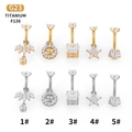 Piercing de nombril en titane G23 avec oxydes de zirconium brillants aux formes variees - Style Marquise Cluster (1#) / Argent