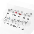 Set mit 12 Piercings aus 316L Edelstahl mit Spinnennetz und Herzmotiven für Ohr und Lippe - Spinnennetz-Stil (1#)