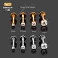 F136 Titan Labret Stecker mit Zirkonia-Lünette in Gold und Silber für Piercings - 1.2*6*2mm / Silber