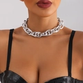Detail showing high-quality chunky silver chain with intricate snake skin texture - Silver Necklace