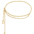 Cintura a catena dorata a doppio strato con pendente a lettera D per donna - Stile Pendente D Multistrato (ZW1007) / Oro