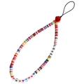 Bunte Handyperlenkette mit LOVE-Buchstaben und Regenbogen-Perlen aus Polymerton - Bunt LOVE Stil (ZW630)