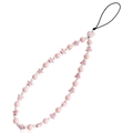 Handgefertigte Handy-Perlenkette in Rosa und Weiß mit Sternen und Herzanhänger - Rosa Stern Herz Stil (ZW809)