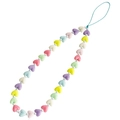 Laccetto per telefono con perline a cuore color macaron e perle bianche decorative - Stile Cuore Macaron (ZW828)
