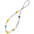 Ciondolo per telefono con perle bianche fatte a mano, fiori e perline con lettere LOVE - Stile LOVE Piccolo Fiore Perla (ZW811)