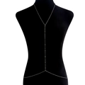 Minimalist silver body chain with metal beads on a black mannequin, bikini waist jewelry - Metal Bead Chain Style (ZW1268 Gold)