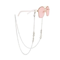 Pink lens sunglasses with silver infinity symbol chain accessory and slim metal frame - Pink Lens Sunglasses Style (ZW921)