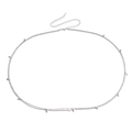 Catenina da vita argento a doppio strato con sfere metalliche e perla bianca centrale - Argento (Bianco K)
