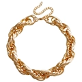 Golden chunky layered chain necklace with woven geometric links and adjustable clasp - Golden Necklace
