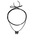 Adjustable black cord choker necklace featuring a delicate hollow butterfly pendant - Hollow Butterfly Pendant (ZW3102)