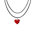 Adjustable black velvet cord choker with a vibrant red heart resin pendant for women - Red Heart Pendant (ZW3286)