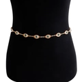 Cadena de cintura bohemia dorada con amuletos de ojo turco verde en maniquí negro - Cadena Corporal (ZW1148) / Dorado