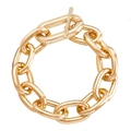 Golden chunky aluminum chain necklace with OT clasp in minimalist street style - Golden Bracelet