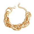 Thick chunky gold metal chain bracelet with lobster clasp and adjustable link chain - Golden Bracelet