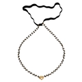 Sexy double-row black bead leg chain with a golden floral toggle clasp and elastic band - Flower Clasp Black Bead Style (ZW1054)