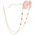 Handmade golden evil eye glasses chain with red beads and non-slip silicone loops - 2# Red
