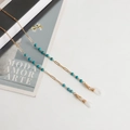 Fashionable gold metal chain with turquoise beads for glasses and masks with lobster clasps - Turquoise Bead Style (ZW1569)