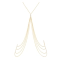 Exaggerated multi-layer gold body chain with five white pearls for sexy night club styling - Gold