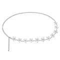 Cintura a catena vintage in metallo argento per donna con fiori traforati e chiusura a moschettone - Color Acciaio