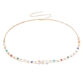 Catena da corpo doppia in oro con cuori in smalto colorato e cristalli chiari - Oro