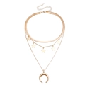 Collana dorata a tre strati con catena a serpente, stelle e ciondolo a mezzaluna - Oro