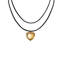 Collar gargantilla de doble cordón negro con colgante de corazón dorado pulido - Corazón Dorado Cuerda Negra (ZW234)