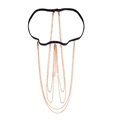 Elastische zwarte beenketting met gouden kwastkettingen en een wit parelaccent - Goud