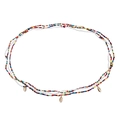 Three-piece colorful beaded waist chain set with gold shell pendants for beach wear - Multicolor Multi Layer Shell Pendant (ZW1804)