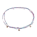 Bohemian multi-layer colorful beaded body chain with golden seashell pendants for beach wear - Mixed Color Three Layer Shell Decor (ZW1797)