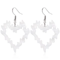 Translucent white flame-edged heart dangle earrings made of matte acrylic material - White Heart Shape Style (ZW3032 White)