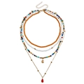Collana boho multistrato con perline colorate e ciondoli a forma di goccia - Collana Bohemien Multicolore a 4 Strati (ZW201)