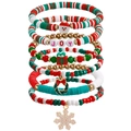 5-piece Christmas Heishi bead bracelet set with JOY letters and festive charms - Joy Letter Multi-Layer Combination (ZW3215)