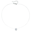 Minimalist clear crystal wire choker necklace with a round zircon pendant and lobster clasp - Round Solitaire Style (ZW2870)
