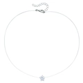 Minimalist invisible necklace featuring a clear star zirconia pendant and silver clasp - Five-pointed Star Style (ZW2868)