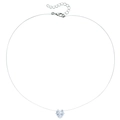 Minimalist heart-shaped zircon pendant necklace on clear fishing line with silver clasp - Heart Style (ZW2867)