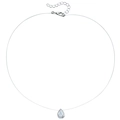 Minimalist invisible necklace with pear-cut zircon pendant on transparent fishing line - Waterdrop Style (ZW2869)
