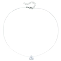 Minimalist floating necklace featuring a triangular clear zircon pendant on a nylon line - Triangle Style (ZW2866)