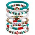 Christmas beaded bracelet set with GIFTS letter beads and colorful holiday charms - Gifts Letter Multi-Layer Combination (ZW3226)