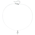 Minimalist silver star pendant on invisible fishing line necklace with lobster clasp - Cross Star Style (ZW2871-2)