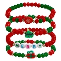 Christmas beaded bracelet set with Merry letters, Santa tree charms in red and green - Merry Letter Multi-Layer Combination (ZW3227)