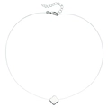 Minimalist transparent fish line necklace with silver clover pendant and adjustable clasp - Flower Style (ZW2871-5)